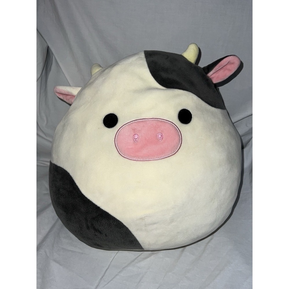 Connor The Cow 12" Plush Squishmallow Kelly Toy Creme Gray Pillow Stuffie